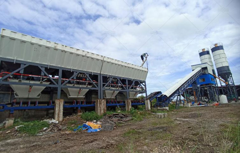 AJ90 Stationary Concrete Plant in the Philippines for Road Construction